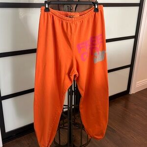 Unisex freecity sweatpants, size large, orange